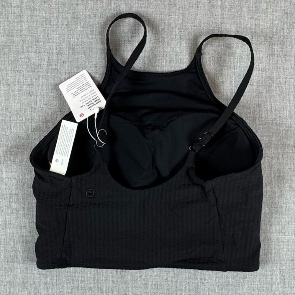 Lululemon Swim Top Size Extra Small Black Seersucker High Neck Long C/D Cups NWT - Picture 2 of 10